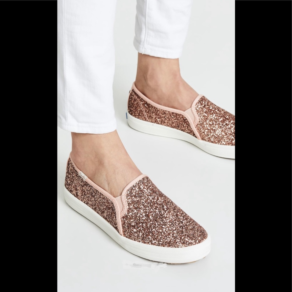 VGUC Keds X Kate Spade New York Double Decker Rose Gold Glitter Sneaks! Sz 10!